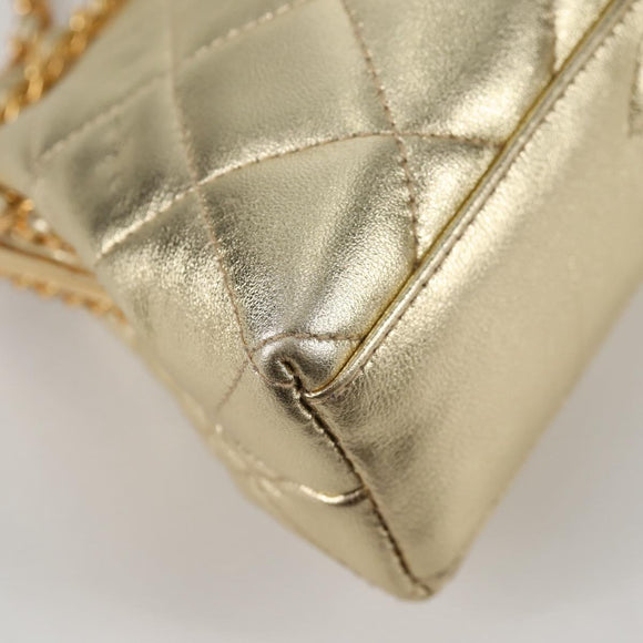 CHANEL Matelasse Chain Shoulder Bag Leather Gold CC Auth 134853M