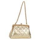 CHANEL Matelasse Chain Shoulder Bag Leather Gold CC Auth 134853SM-1