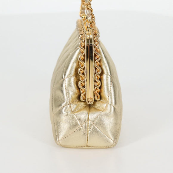 CHANEL Matelasse Chain Shoulder Bag Leather Gold CC Auth 134853M