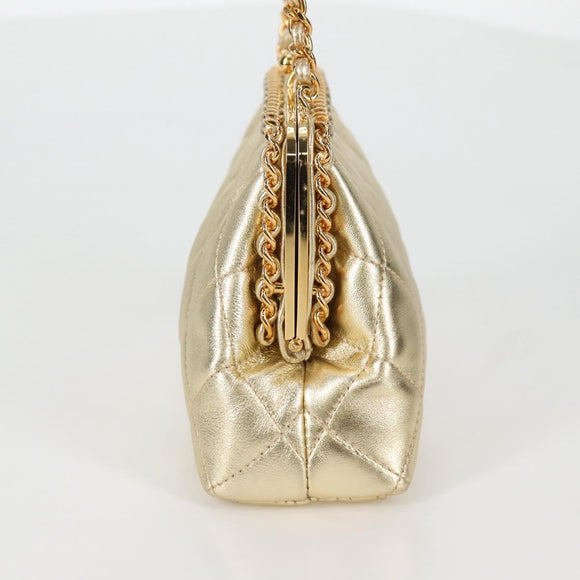 CHANEL Matelasse Chain Shoulder Bag Leather Gold CC Auth 134853M