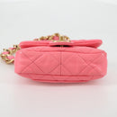 CHANEL Matelasse Chain Shoulder Bag Leather Pink Gold CC Auth 134854M-5