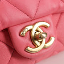 CHANEL Matelasse Chain Shoulder Bag Leather Pink Gold CC Auth 134854M-19