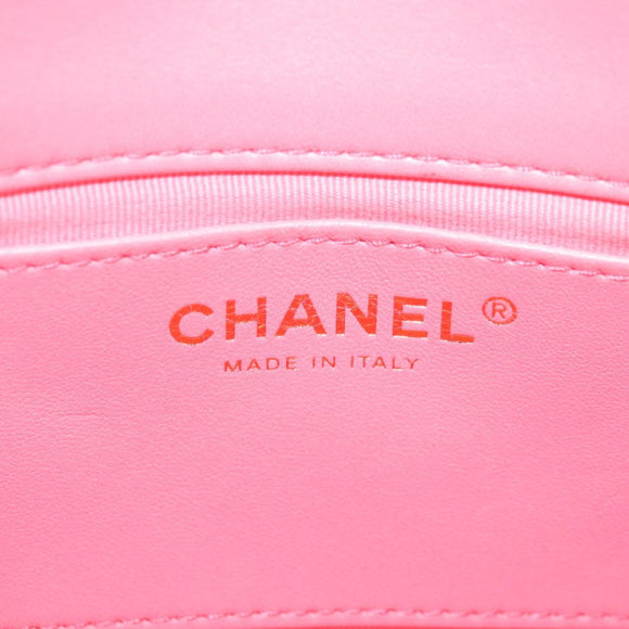 CHANEL Matelasse Chain Shoulder Bag Leather Pink Gold CC Auth 134854M