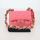 CHANEL Matelasse Chain Shoulder Bag Leather Pink Gold CC Auth 134854M-12