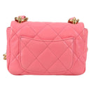 CHANEL Matelasse Chain Shoulder Bag Leather Pink Gold CC Auth 134854M-2