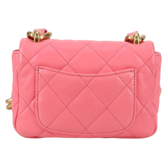CHANEL Matelasse Chain Shoulder Bag Leather Pink Gold CC Auth 134854M