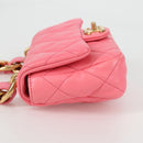 CHANEL Matelasse Chain Shoulder Bag Leather Pink Gold CC Auth 134854M-3
