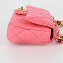 CHANEL Matelasse Chain Shoulder Bag Leather Pink Gold CC Auth 134854M-4