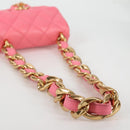CHANEL Matelasse Chain Shoulder Bag Leather Pink Gold CC Auth 134854M-7
