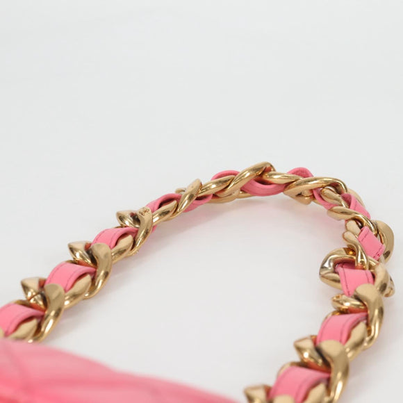CHANEL Matelasse Chain Shoulder Bag Leather Pink Gold CC Auth 134854M