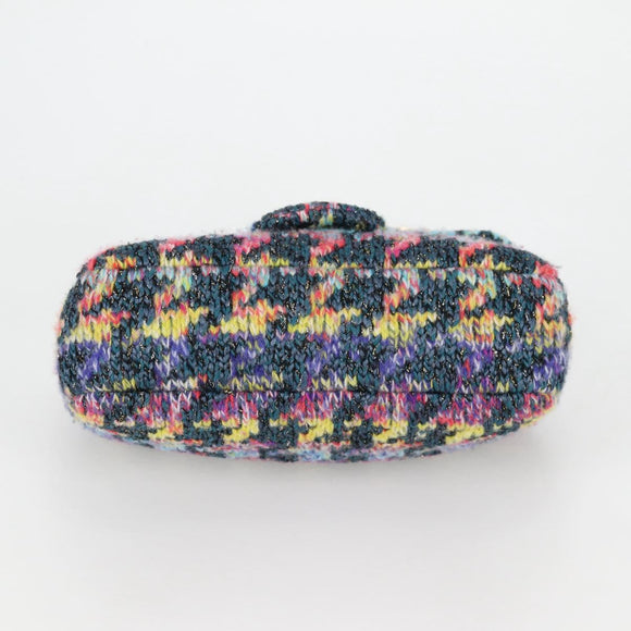 CHANEL Chain Shoulder Bag Tweed Blue Gold CC Auth 134856M