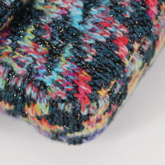 CHANEL Chain Shoulder Bag Tweed Blue Gold CC Auth 134856M