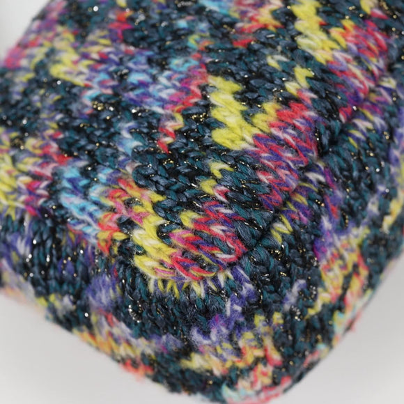 CHANEL Chain Shoulder Bag Tweed Blue Gold CC Auth 134856M