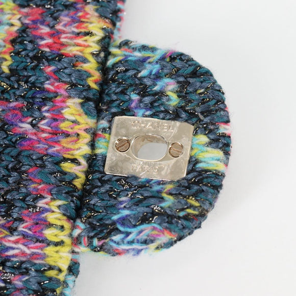 CHANEL Chain Shoulder Bag Tweed Blue Gold CC Auth 134856M