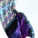 CHANEL Chain Shoulder Bag Tweed Blue Gold CC Auth 134856SM-22