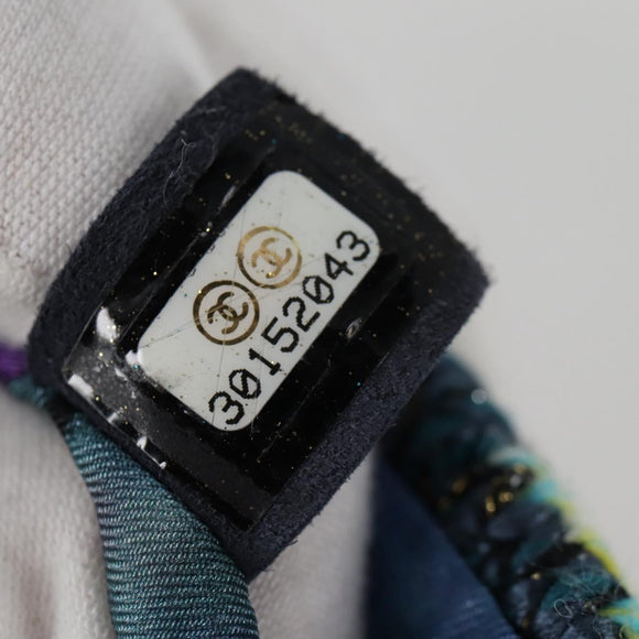 CHANEL Chain Shoulder Bag Tweed Blue Gold CC Auth 134856M