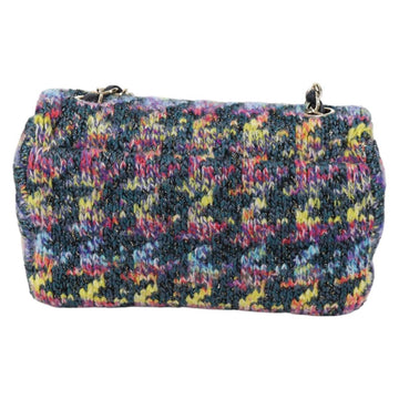 CHANEL Chain Shoulder Bag Tweed Blue Gold CC Auth 134856M - 0