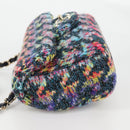 CHANEL Chain Shoulder Bag Tweed Blue Gold CC Auth 134856M-3