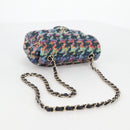 CHANEL Chain Shoulder Bag Tweed Blue Gold CC Auth 134856M-7