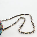 CHANEL Chain Shoulder Bag Tweed Blue Gold CC Auth 134856SM-14