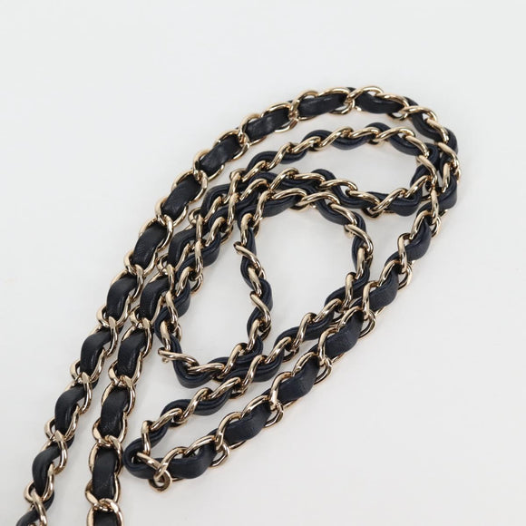 CHANEL Chain Shoulder Bag Tweed Blue Gold CC Auth 134856M