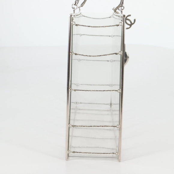 CHANEL Chain Tote Bag plastic Clear CC Auth 134859M