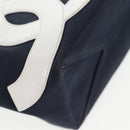 CHANEL Chain Tote Bag No5 Canvas Navy Silver CC Auth 134860V-9
