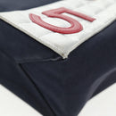 CHANEL Chain Tote Bag No5 Canvas Navy Silver CC Auth 134860V-15