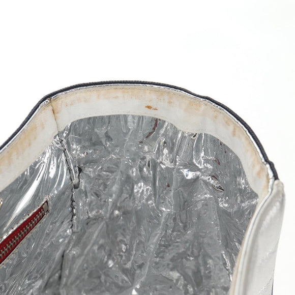 CHANEL Chain Tote Bag No5 Canvas Navy Silver CC Auth 134860V