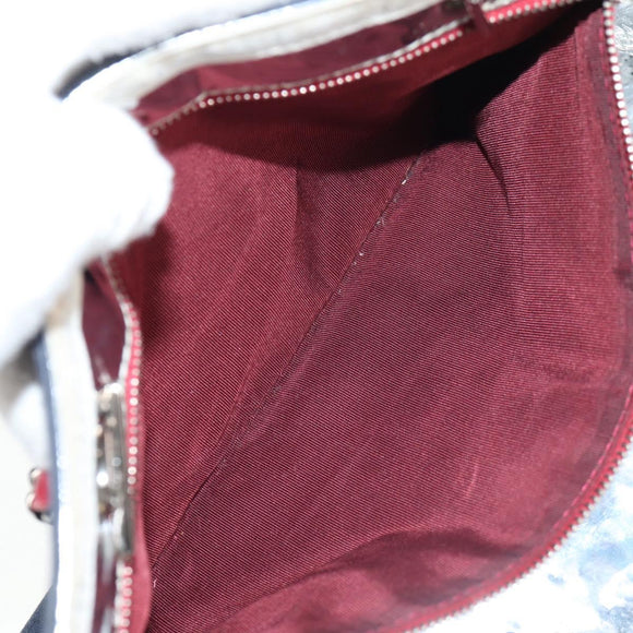 CHANEL Chain Tote Bag No5 Canvas Navy Silver CC Auth 134860V