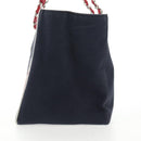 CHANEL Chain Tote Bag No5 Canvas Navy Silver CC Auth 134860V-3