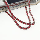 CHANEL Chain Tote Bag No5 Canvas Navy Silver CC Auth 134860V-7