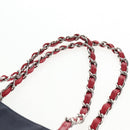 CHANEL Chain Tote Bag No5 Canvas Navy Silver CC Auth 134860V-14