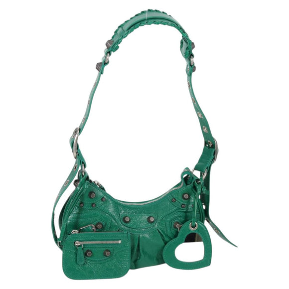 BALENCIAGA Le Cagole XS Shoulder Bag Leather 2way Green 671309 Auth 134862M