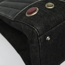 Christian Dior Montaigne Tote Bag Leather Canvas Black Silver Auth 134865-11