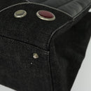 Christian Dior Montaigne Tote Bag Leather Canvas Black Silver Auth 134865-12