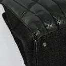 Christian Dior Montaigne Tote Bag Leather Canvas Black Silver Auth 134865-13