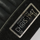 Christian Dior Montaigne Tote Bag Leather Canvas Black Silver Auth 134865-15