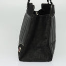 Christian Dior Montaigne Tote Bag Leather Canvas Black Silver Auth 134865-5