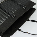 Christian Dior Montaigne Tote Bag Leather Canvas Black Silver Auth 134865-6