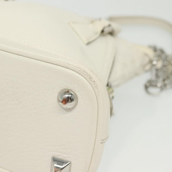 Maison Margiela 5AC Mini Hand Bag Leather 2way White Silver Auth 134868