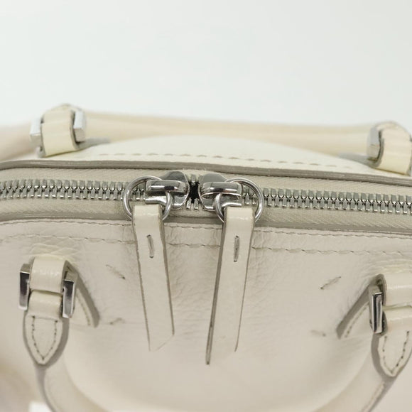 Maison Margiela 5AC Mini Hand Bag Leather 2way White Silver Auth 134868