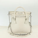 Maison Margiela 5AC Mini Hand Bag Leather 2way White Silver Auth 134868-12