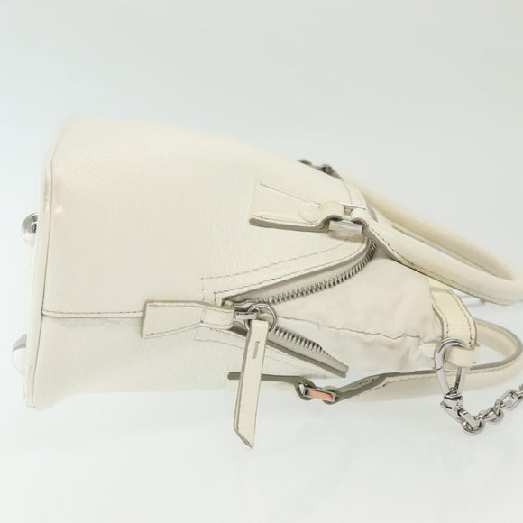 Maison Margiela 5AC Mini Hand Bag Leather 2way White Silver Auth 134868