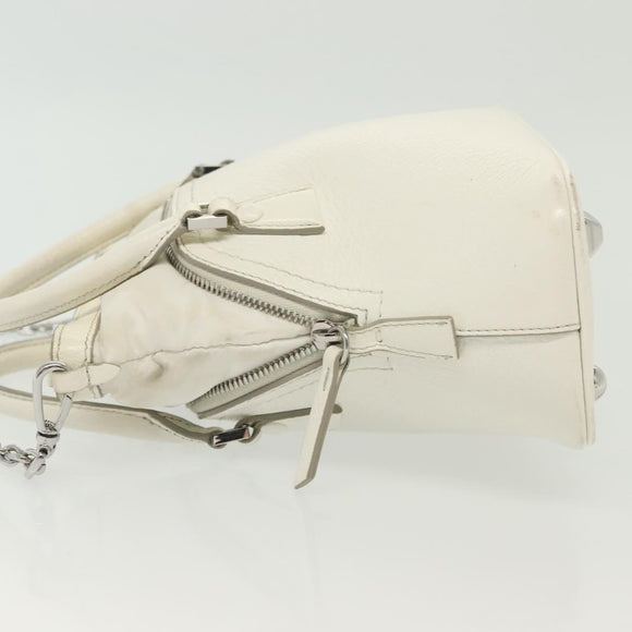 Maison Margiela 5AC Mini Hand Bag Leather 2way White Silver Auth 134868