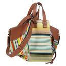 LOEWE Hand Bag Canvas 2way Multicolor Gold Auth 134870M-1
