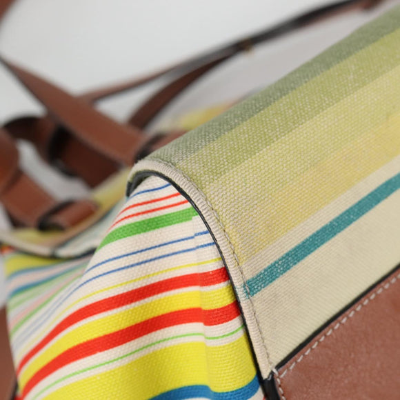 LOEWE Hand Bag Canvas 2way Multicolor Gold Auth 134870M