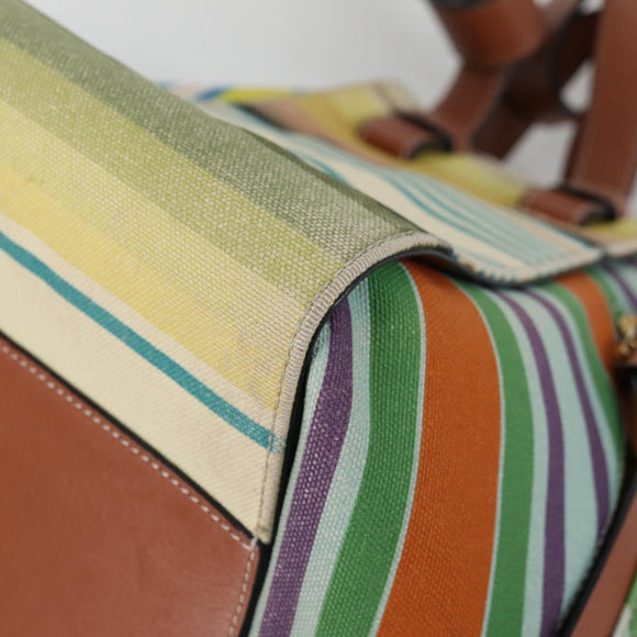 LOEWE Hand Bag Canvas 2way Multicolor Gold Auth 134870M