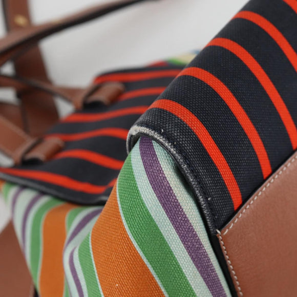 LOEWE Hand Bag Canvas 2way Multicolor Gold Auth 134870SAM