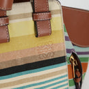 LOEWE Hand Bag Canvas 2way Multicolor Gold Auth 134870SAM-20